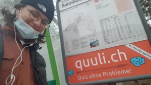 Me and my Quuli Quiz Ad at a Bus Stop in my Area.